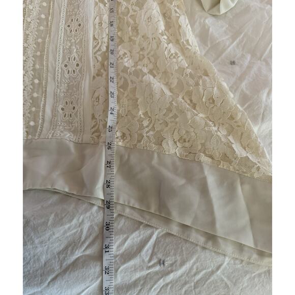 SUNDANCE Anthropologie M Lace Sheer Tunic Top Cream Boho Chic Cottagecore Retro - Picture 10 of 10